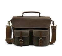 FANDARE Retrò Borsello Uomo Tracolla Tela Pelle Tote Sacchetto del Messaggero Borsellino per Università Viaggio Lavoro - Verde