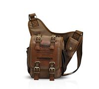 FANDARE Retro Monospalla Borse a Spalla Zaino Spalla Borsa a Tracolla Crossbody Borsello Marsupio Zainetto Crossbody Sling Chest Bag Studenti Uomo Donne Daypack Ciclismo Tela Marrone
