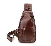FANDARE Retrò Monospalla Uomo Zaino Monospalla Tracolla Donna Pelle Borse piccole a tracolla Borsa a Spalla per Scuola Outdoor Sportiva Ciclismo Viaggio Hiking Camping Sling Crossbody Daypack Marrone