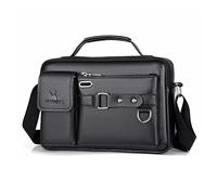 FANDARE Retrò Ventiquattrore Uomo Borsa Porta PC da Lavoro Borsa a Tracolla in PU Pelle Borsa Lavoro Cartella Borse Borsa Messenger per Ufficio Università Insegnanti Scuola BusinessNero