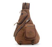 FANDARE Retro Zaino Monospalla Borse a Spalla Tela Sling Bag Uomo Zaino Spalla Borsa a Tracolla per Trekking Ciclismo Viaggio Sport Alta Capacità Marrone