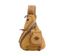 FANDARE Retro Zaino Monospalla Borse a Spalla Tela Sling Bag Uomo Zaino Spalla Borsa a Tracolla per Trekking Ciclismo Viaggio Sport Alta Capacità Cachi