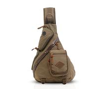FANDARE Retro Zaino Monospalla Borse a Spalla Tela Sling Bag Uomo Zaino Spalla Borsa a Tracolla per Trekking Ciclismo Viaggio Sport Alta Capacità Verde