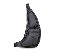FANDARE Retrò Zaino Monospalla da Uomo Pelle Borsa a Spalla Impermeabile Borse piccole a tracolla Borsa Tracolla Piccolo Zainetto Borsello a Spalla per lavoro Ciclismo Viaggio Sports Sling Bag Nero