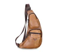FANDARE Retrò Zaino Monospalla da Uomo Pelle Borsa a Spalla Impermeabile Borse piccole a tracolla Borsa Tracolla Piccolo Zainetto Borsello a Spalla per lavoro Ciclismo Viaggio Sports Sling Bag Giallo