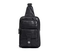 FANDARE Retrò Zaino Monospalla da Uomo Pelle Borsello Uomo Borsa a Spalla Impermeabile Borse piccole a tracolla Borsa Tracolla Piccolo Zainetto per lavoro Ciclismo Viaggio Sports Sling Bag Nero