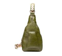 FANDARE Retrò Zaino Monospalla Donna Borsa a Tracolla Sling Crossbody Moda con Reggimento Regolabile, Borsa a Spalla in PU Pelle con Multi Tasche per Uso Quotidiano,Viaggi, Shopping Verde