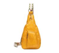 FANDARE Retrò Zaino Monospalla Donna Borsa a Tracolla Sling Crossbody Moda con Reggimento Regolabile, Borsa a Spalla in PU Pelle con Multi Tasche per Uso Quotidiano,Viaggi, Shopping Giallo