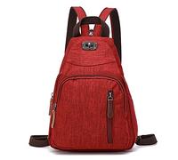 FANDARE Retrò Zaino Monospalla Piccolo Zainetto Zaino Spalla Borsa a Tracolla Sling Bag per Uomo Donna Scuola Università Trekking Ciclismo Palestra Viaggio Sportiva Daypacks Durevole Poliestere Rosso