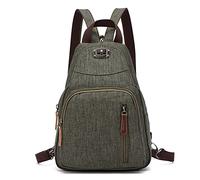 FANDARE Retrò Zaino Monospalla Piccolo Zainetto Zaino Spalla Borsa a Tracolla Sling Bag per Uomo Donna Scuola Università Trekking Ciclismo Palestra Viaggio Sportiva Daypacks Durevole Poliestere Verde