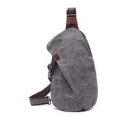 FANDARE Retrò Zaino Monospalla Tela Zaino Spalla Zaino Tracolla Uomo Borsa a tracolla Sling Bag Borsello a tracolla per Trekking Ciclismo Viaggio Piccolo Zainetto Grigio