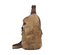 FANDARE Retrò Zaino Monospalla Tela Zaino Spalla Zaino Tracolla Uomo Borsa a tracolla Sling Bag Borsello a tracolla per Trekking Ciclismo Viaggio Piccolo Zainetto Cachi
