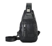 FANDARE Retrò Zaino Monospalla Uomo Pelle Borsello Tracolla Borsa Monospalla Borse a spalla Borsa a Tracolla da Uomo borsa marsupio Sling Bag Zaino Leggero per Lavoro Trekking Viaggio Nero