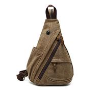 FANDARE Retro Zaino Monospalla Uomo Zaino Donna Zaino Spalla Borsa a Tracolla di tela Sling Crossbody Bag Borsa Sportiva per lavoro scuola università Trekking Ciclismo Viaggio Sports Marrone A