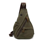 FANDARE Retro Zaino Monospalla Uomo Zaino Donna Zaino Spalla Borsa a Tracolla di tela Sling Crossbody Bag Borsa Sportiva per lavoro scuola università Trekking Ciclismo Viaggio Sports Verde A