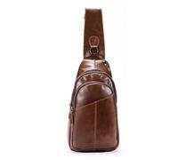 FANDARE Retrò Zaino Monospalla Zaino Spalla Impermeabile Pelle Borsa a tracolla Uomo Affari Sling Bag Borsello a tracolla per Trekking Ciclismo Viaggio Borsa della palestra Marrone