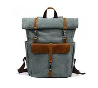 FANDARE Retrò Zaino Rolltop Tela Zainetta Porta PC Scuola Borsa Uomo Donna Università Viaggio Lavoro Daypacks Lago Verde
