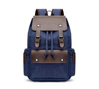 FANDARE Retrò Zaino Tela Con Coulisse per PC 15,6 Pollici - Cartella Scuola, Lavoro, Viaggio per Uomo e Donna - Daypacks Universita Blu Scuro
