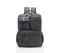 FANDARE Retro Zaino Uomo Business Laptop Bag Studente Multi-tasche Rucksack Outdoor Viaggi Daypack Traspirante Tela, grigio, L, Zaino per il tempo libero