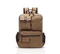 FANDARE Retro Zaino Uomo Business Laptop Bag Studente Multi-tasche Rucksack Outdoor Viaggi Daypack Traspirante Tela, cachi, L, Zaino per il tempo libero