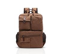 FANDARE Retro Zaino Uomo Business Multi-pocket Rucksack Student Outdoor Viaggio Daypack Traspirante Tela Marrone