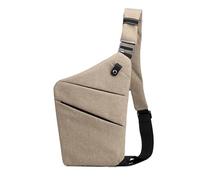 FANDARE Segmentato Zaino Monospalla Uomo Donna Sport Borse a da palestra Antifurto Destra Spalla Sling Crossbody Bag Zaini da escursione Borsa a tracolla viaggio Marsupio Borsa Cachi
