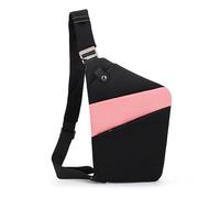 FANDARE Segmentato Zaino Monospalla Uomo Donna Sport Borse a da palestra Antifurto Sinistra Spalla Sling Crossbody Bag Zaini da escursione Borsa a tracolla viaggio Marsupio Borsa Nero Rosa