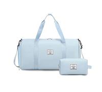 FANDARE Set 2 Pezzi Borsone da Viaggio Donna con Borsa Cosmetica - Borsoni Sportivi Uomo per Palestra, Piscina, Weekender - Tote a Spalla Azzurro
