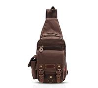 FANDARE Sling Bag Monospalla Zaino Spalla Borsa a Tracolla Crossbody Borsello Marsupio Piccolo Zainetto Scuola Studenti Universitari Uomo Donne Tela Marrone