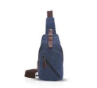 FANDARE Sling Bag with Earphones Hole Studente Sport Viaggio Borsa a Tracolla Donna/Uomo Grande Capacity Multifunzione Traspirante Tela Blu