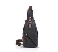 FANDARE Sling Bag with Earphones Hole Studente Sport Viaggio Borsa a Tracolla Donna/Uomo Grande Capacity Multifunzione Traspirante Tela Nero