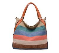 FANDARE Tela Borsa Tracolla Spalla Tote Donna Borsa a Mano Messenger per Shopping Viaggio Partito Work Crossbody Bag Multicolore a Righe A