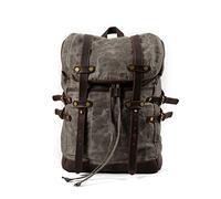 FANDARE Tela Zaino da Escursionismo Retrò Zaino Borsone da Viaggio Zaini Zainetto con coulisse Trekking Borsa a tracolla Cartella Borsone Viaggio per Uomo Donna Zaini da hiking Backpack Grigio verde