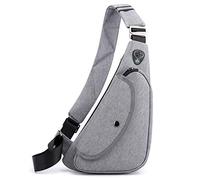 FANDARE Ultraleggero Monospalla Uomo Zaino Monospalla Tracolla Borse piccole a tracolla Ragazzo Borsa a Spalla per Scuola Outdoor Sportiva Ciclismo Viaggio Crossbody Daypacks Grigio A