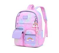FANDARE Ultraleggero Zainetti per bambini Cartelle per la scuola Zaino Scuola Ragazze Zainetto Casual per 4-9 Grado Studenti Scuola Viaggi Attività all'aperto Daypacks Impermeabile Nylon Rosa, L