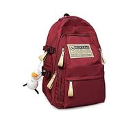 FANDARE Unisex Zaini Casual Uomo Donna Borse a zainetto Borsello con un ciondolo carino Zaino quotidiani Borsa ufficio giorno Ragazza Sacca Viaggio School Bag Daypacks Rosso