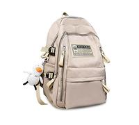 FANDARE Unisex Zaini Casual Uomo Donna Borse a zainetto Borsello con un ciondolo carino Zaino quotidiani Borsa ufficio giorno Ragazza Sacca Viaggio School Bag Daypacks Cachi