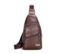 FANDARE Unisex Zaino Monospalla Borsa a tracolla bandoliera crossbody in PU impermeabile multifunzionale, grande capacità - Zaino giornaliero per uomo donna, viaggi attività Sling Bag Nuovo Marrone