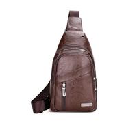 FANDARE Unisex Zaino Monospalla Borsa a tracolla bandoliera crossbody in PU impermeabile multifunzionale, grande capacità - Zaino giornaliero per uomo donna, viaggi attività Sling Bag Marrone