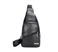 FANDARE Unisex Zaino Monospalla Borsa a tracolla bandoliera crossbody in PU impermeabile multifunzionale, grande capacità - Zaino giornaliero per uomo donna, viaggi attività Sling Bag Nuovo Nero