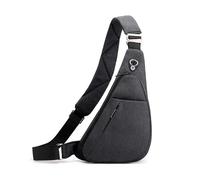 FANDARE Unisex Zaino Monospalla con strisce riflettenti Borse a spalla da palestra uomo Donna Sling Bag Zaini da escursione Borsa a tracolla viaggio Borsello Marsupio Borsa Nero sinistro