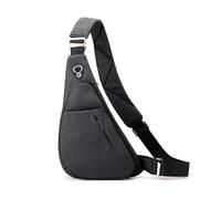 FANDARE Unisex Zaino Monospalla con strisce riflettenti Borse a spalla da palestra uomo Donna Sling Bag Zaini da escursione Borsa a tracolla viaggio Borsello Marsupio Borsa Nero destro