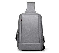FANDARE Unisex Zaino Monospalla Sling Bag con porta di ricarica USB Borsa a tracolla Uomo Donna Business Borsello a tracolla Borsa a Spalla per Trekking Ciclismo Viaggio Sports Poliestere Grigio