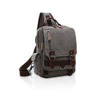 FANDARE Unisex Zaino Monospalla Tela Borsa a tracolla Uomo Donna Sling Bag Borsello a tracolla Grande Capacità Zaino Spalla Borsa a Spalla per Outdoor Trekking Ciclismo Viaggio Sports Grigio A