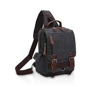 FANDARE Unisex Zaino Monospalla Tela Borsa a tracolla Uomo Donna Sling Bag Business Borsello a tracolla Grande Capacità Zaino Spalla Borsa a Spalla per Outdoor Trekking Ciclismo Viaggio Sports Nero A