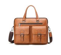 FANDARE Uomo Borsa messenger Stile Britannico Borsa Business uomo 24 Ore Ventiquattrore PU pelle per laptop 15.6 pollici Portadocumenti Borsa da lavoro Borse a tracolla per ufficio Marrone chiaro