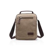 FANDARE Vintage Borsa a tracolla Borse a spalla da Uomo Donna Messaggero Sacchetto di Tela Borse Messenger di tela Unisex Borse per Lavoro Scuola Viaggio Shopping Crossbody Bag Cachi