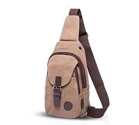 FANDARE Vintage Borsa A Tracolla Sling Bag Scuola Viaggi Uomini Donne Messenger Zaini Zaino Petto Borsa Studente Borsa Sportiva Tela Marrone
