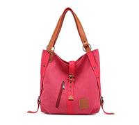 FANDARE Vintage Borsa Donna Tracolla Borse Mano Zainetto Donna Borse a Spalla in Tela Multifunzione Borsetta Messenger Bag per Shopper Viaggio Lavoro Scuola Sacchetto Rosa A