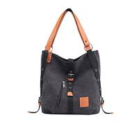 FANDARE Vintage Borsa Donna Tracolla Borse Mano Zainetto Donna Borse a Spalla in Tela Multifunzione Borsetta Messenger Bag per Shopper Viaggio Lavoro Scuola Sacchetto Nero